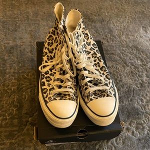 Platform cheetah print high top converse